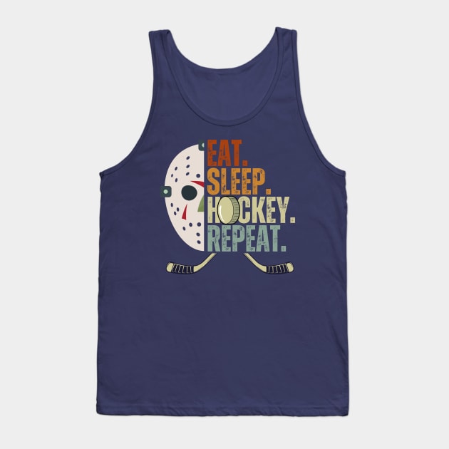 Eat Sleep Hockey Repeat Kids Adult Ice Hockey Retro Vintage Tank Top by Just Me Store